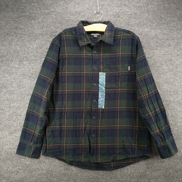 Eddie Bauer Men's Button Up Shirt Multicolor Plaid Large Flannel Cotton - Picture 2 of 13